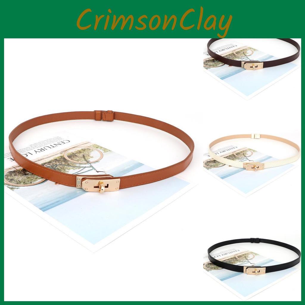 Simple Metal Small Square Buckle Womens Slim Waist Belt For Daily Wear Casual