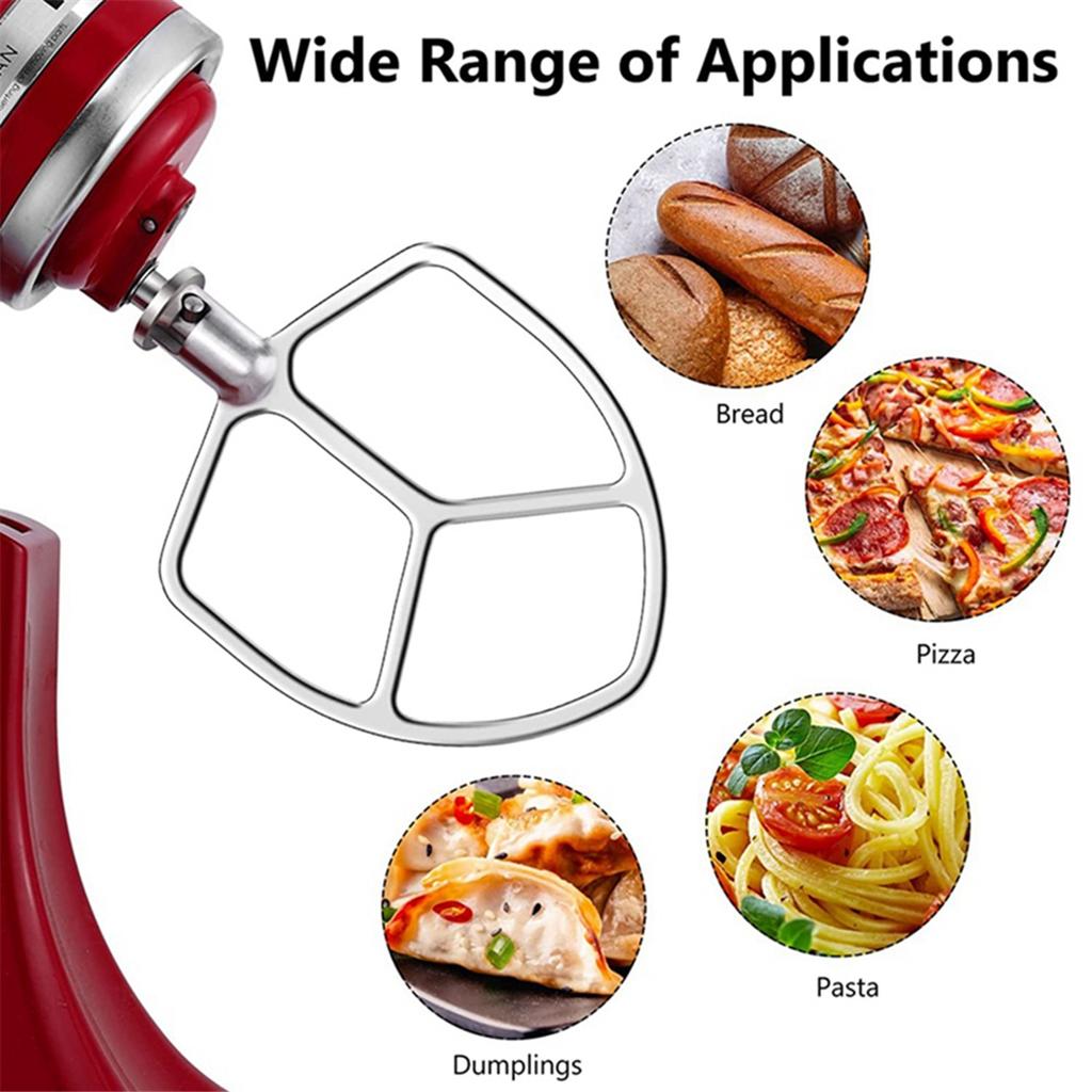 Pro KitchenAid 5QT-6QT mísu s naklápěcí hlavou, nástavec pro stojanové mixéry, plochý šlehač z nerezové oceli + spirálový hák na těsto