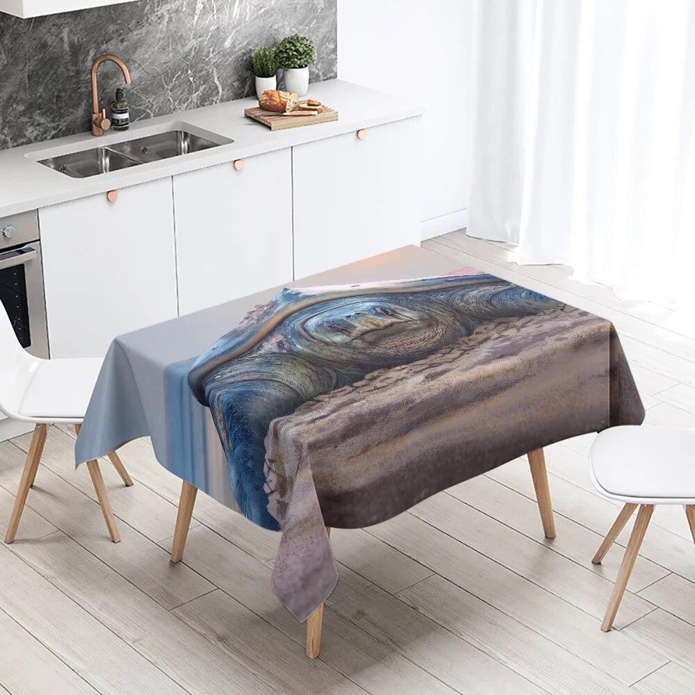 Cute Sea Turtle Underwater World Tablecloth Camping  Party Restaurant Table Decoration Waterproof Kitchen Home Decor