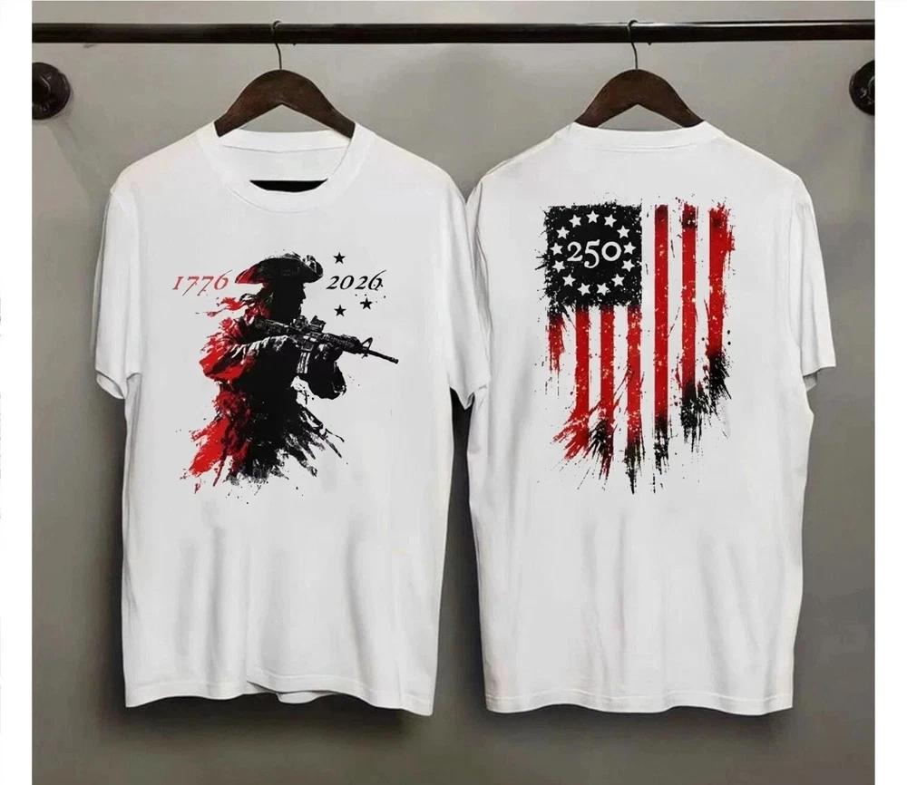 America 250th Anniversary Patriotic TShirt 17762026 Soldier Shirt S