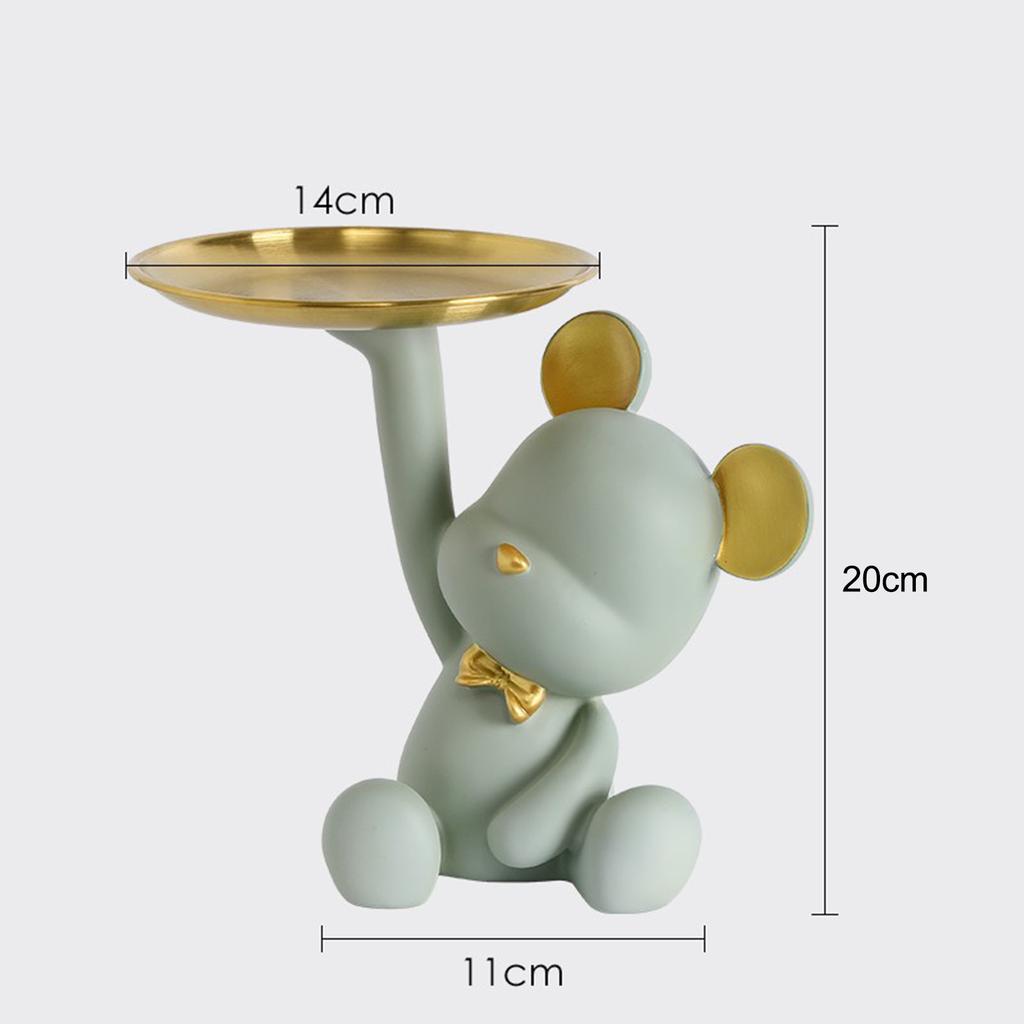 Creative Resin Bear Figurine Cute Statue Home Decoration Desktop Storage Tray Rack for Coins Snack Phone Entrance Office
