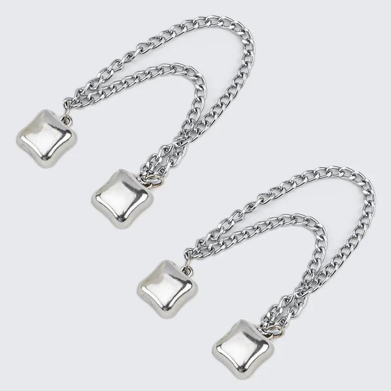 Multi-Function Magnetic Clothing Clip with Chain Metal Buttons Clip Clothes Scarf Trouser Legs Cuff Fixing Magnet Buckles