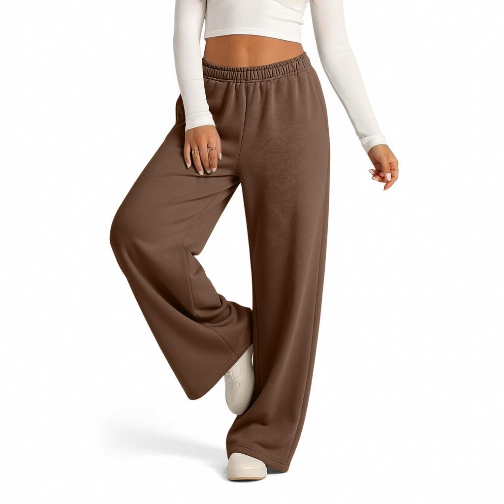 Lässige gefütterte Damen-Sweatpants mit weitem Bein, Kordelzug und Taschen für den Alltag