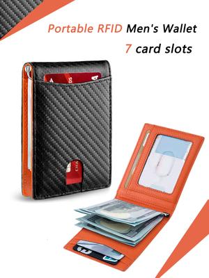 PU Leathermen's Wallet RFIDcarbon Fiber Ultra-thin Mini Men'smoney Carryingcredit Card Holder Multifunctionalsmart Wallet Holder