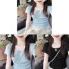 Pure Blue Ice Silk Sleeveless Short Sleeve Top For Summer Women