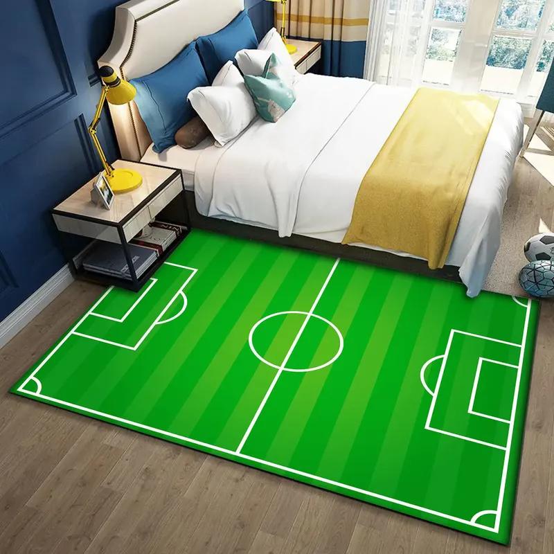 Football Cartoon Field Boys Carpet Childrens Room Large Area Floor Mats Ottomans Living Room Room Bedroom Full Bedside Blanket