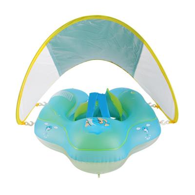 Baby Swim Ring XL - Inflatable Pool Tube with Inner Diameter 19 Cm with Sun Shield - Non-reversible PVC Swim Ring