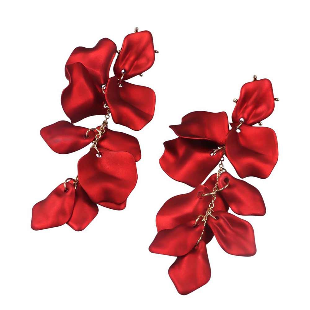 

Personality Long Tassel Red Rose Metal Petals Drop Dangle Earrings Stud Earring Jewelry Accessories червоний