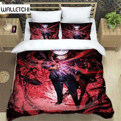 3D Anime Jujutsu Kaisen Satoru Gojo Prezent Świąteczny King Twin Double Zestaw Pościeli Dziecięcej z Mikrofibry lub Poliestru Zestaw Poszwy na Kołdrę