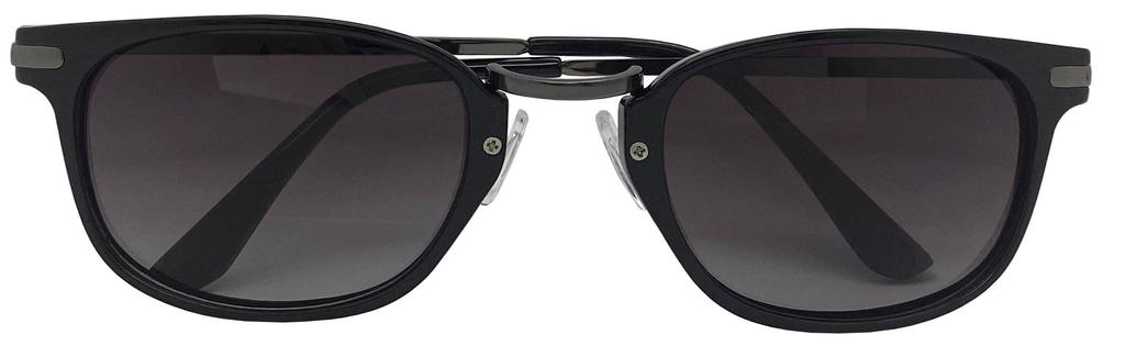 az Polarized Light Cut Plastic Metal Combination Type Sunglasses Black Gun Plated Half Polarized Lens [FaceTrick Label] Lens/UV Protection/Blue