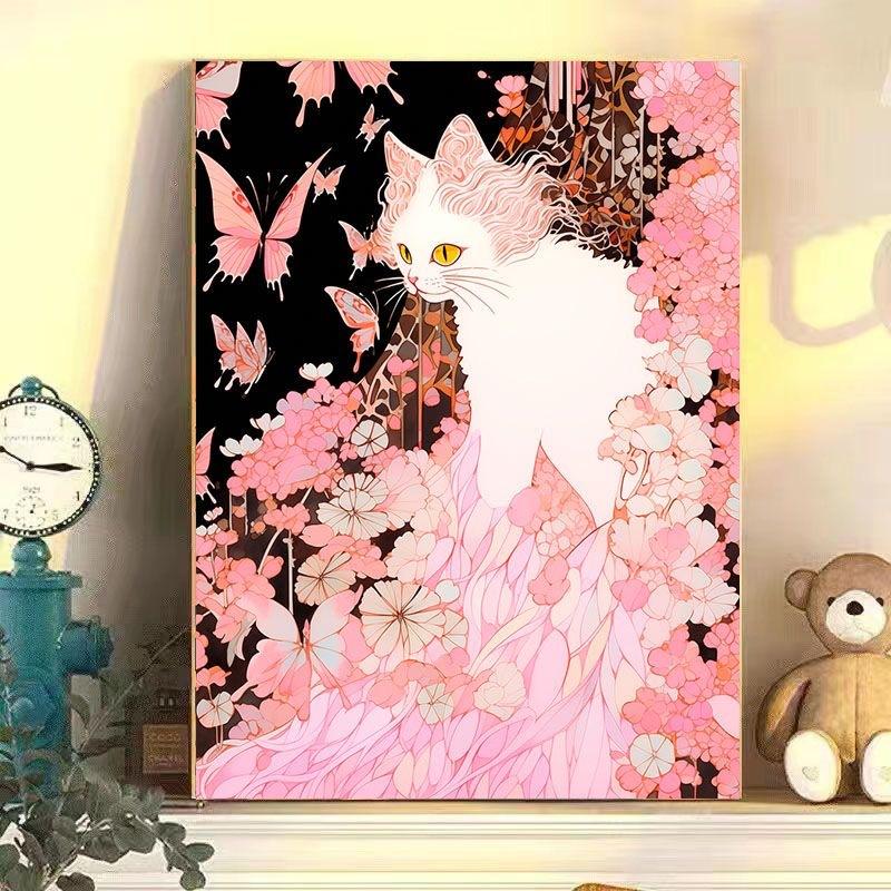 Diy Digital Oil Painting Butterfly Cat Series Hand-Filled Coloring Oil Painting Living Room Bedroom Decoration Painting