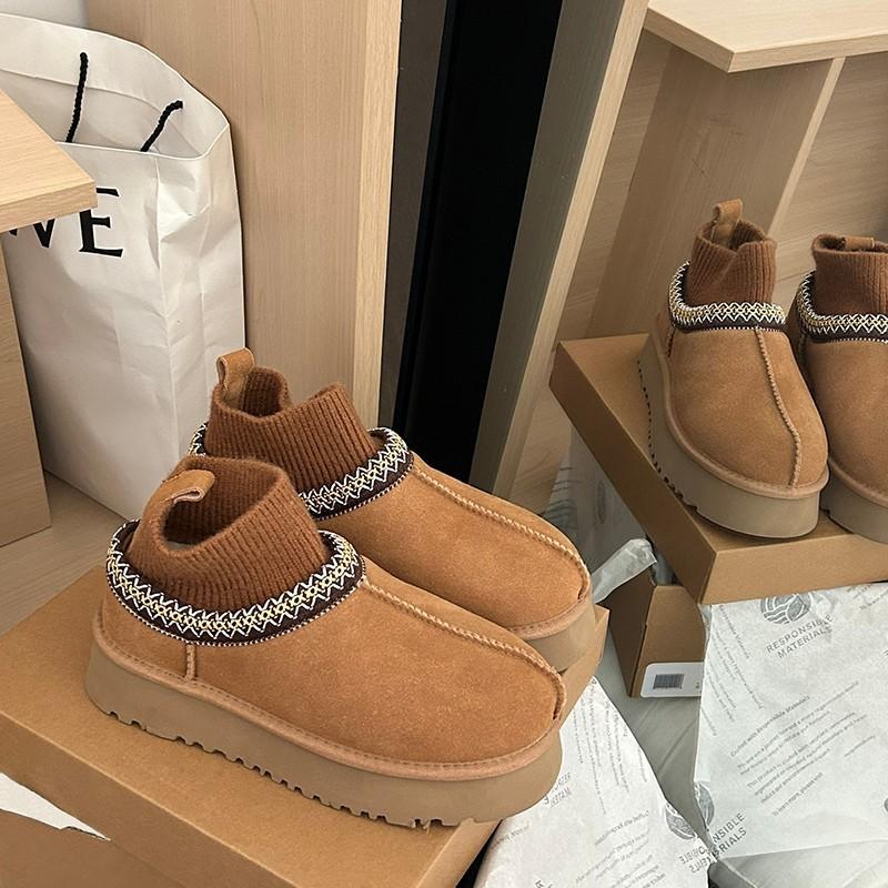 

Lan Шафа 2025 зима новий Сангпо етнічний вітер шкарпетки чохол шкіра товста підошва потовщення оксамитовий верхній одяг снігові чоботи жіночі 37 кукурудза кольору