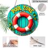 2D Flat Aluminum Decorative Signs and Plaques for Pool Areas, Available in Various Sizes. Vintage Life Rings and Distressed Wood Paneling Wall
