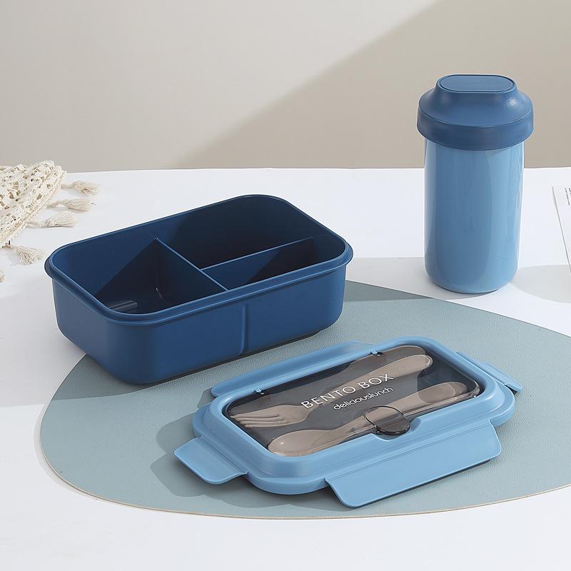 Nordic Style Stainless Steel Student Lunch Box with Compartments and Tableware