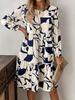 European and American Women's Mid-skirt Printed Round Neck Long-sleeved Commuter Dress