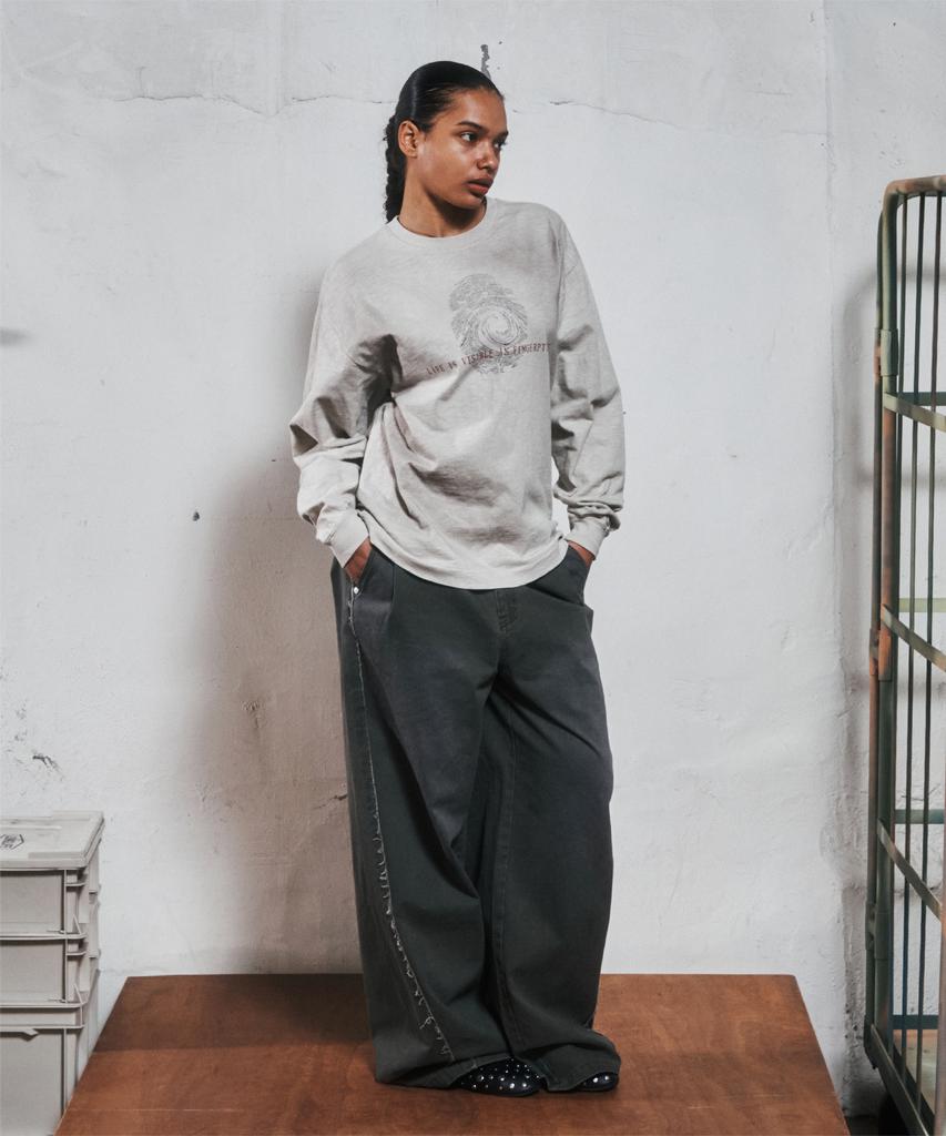 THEVINYLHOUSE Sag Wide Belted Pants Khaki
