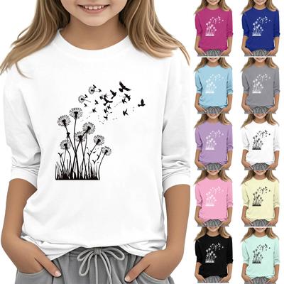 Children's 7-point Sleeved Round Neck Top Print Fashion Casual T-shirt