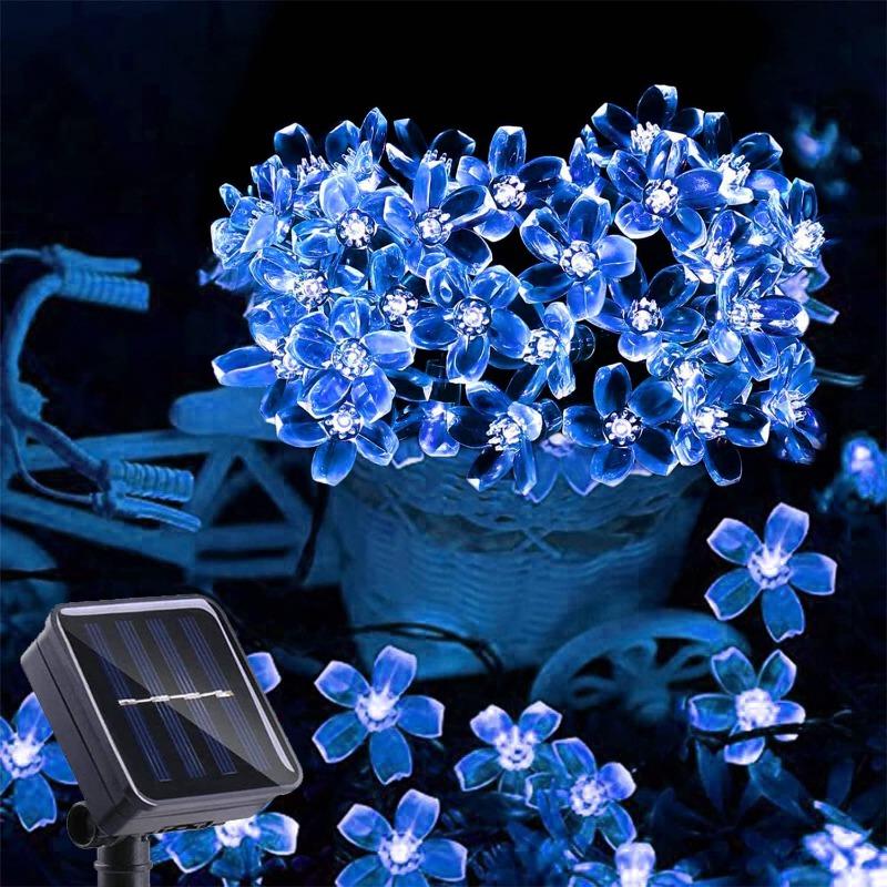 5M 20LED Solar String Lights Outdoor Waterproof 8 Mode Cherry Flower Light For Yard Garden Lawn Holiday Wedding Party Decoration