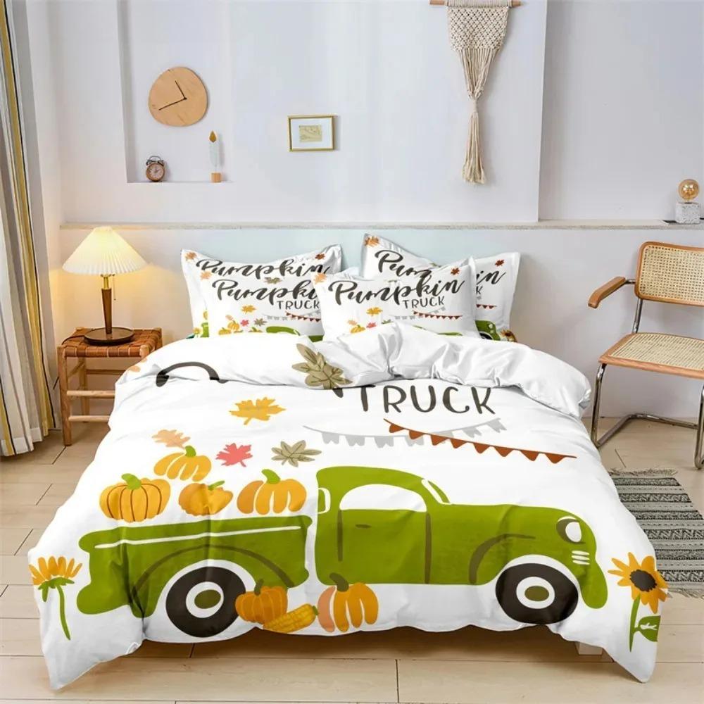 Cute Cartoon Boys Bedding Set Car Track Pattern Duvet Cover Set Children Bed Cover Comforter Cover Full King Pillow Case