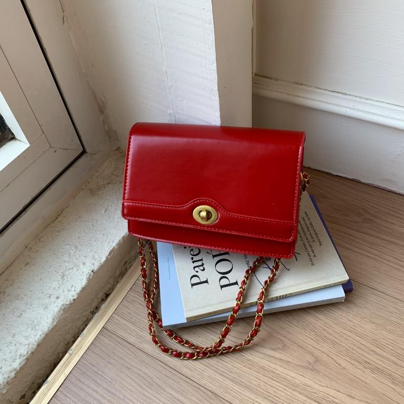 

Fashion red small bag women s new chain small square bag popular shoulder messenger bag красный
