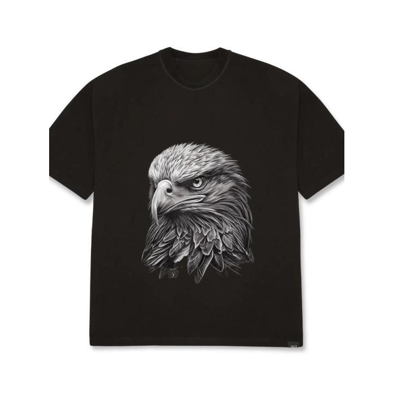 

Oversized T Shirt Black Eagle Head Graphic Print Casual Streetwear Men s Fashion Top XXXXL