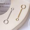 1PC Women's Fashion Double Ear Hole Piercing Hoop Earrings Smooth Simple Hoops Chain Connected Shiny Charming Earring Jewelry