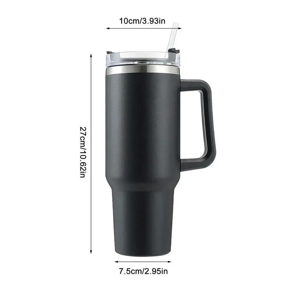 Thermosflasche aus Edelstahl mit Batikmuster, Kaffee-Strohhalm-Tasse, 40 oz, Becher mit Griff, Trinkgeschirr, Reise-/Autobecher, Thermoskanne