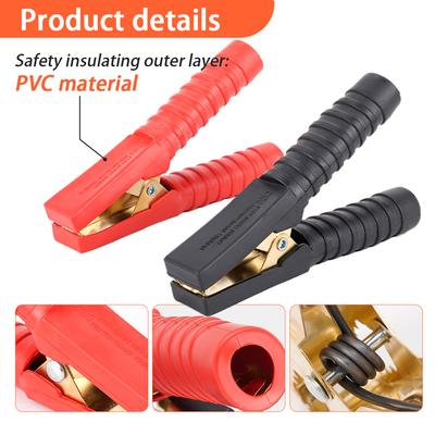 2Pcs Grande Cobre Puro 500-1000A Clipes de Jacaré Crocodilo Carregadores de Bateria de Carro Grampo Isolado Clipes Isolados de Bateria de Carro