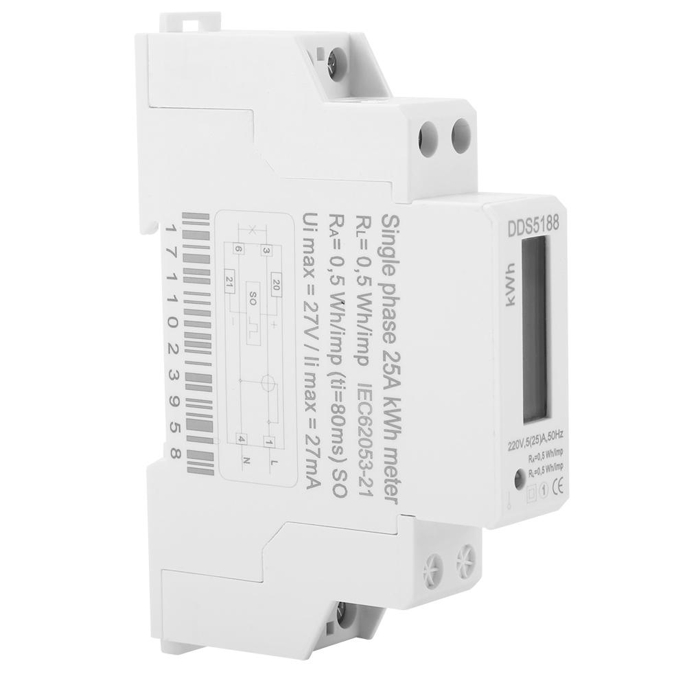 

220V DDS5188 LCD Digital Din Rail Electric Meter 5 25A For Kilowatt Hour Kwh Meter