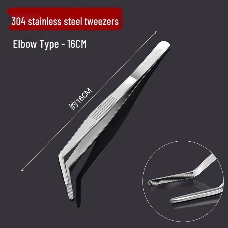 Thickened Stainless Steel Non-slip Beauty Tweezers Set – Straight & Bent Tips for Makeup, Nail Art, & Beading.