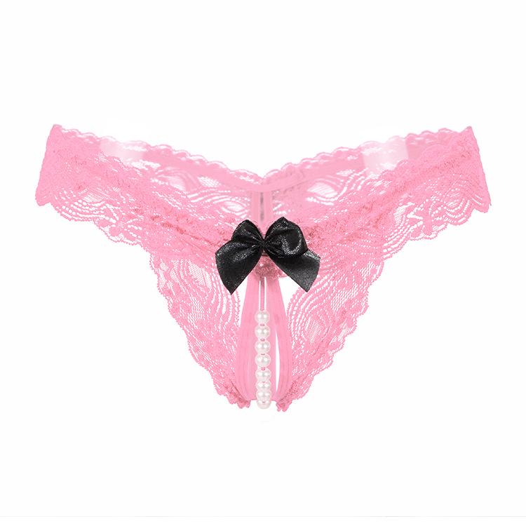 Sexy G-spot Temptation Ngerie, Vibration Free and Sexy Open Style Crotch Pearl Lace Underwear Sissy Panties Thongs Women Sexy