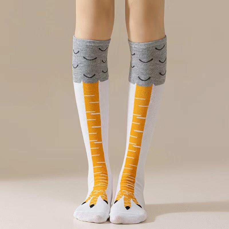 Damen Oberschenkelhohe Strümpfe Hühnerfüße Druck Lange Socken Über Knie Socken Lustige Neuheitssocken Cartoon Tierpfoten Strümpfe