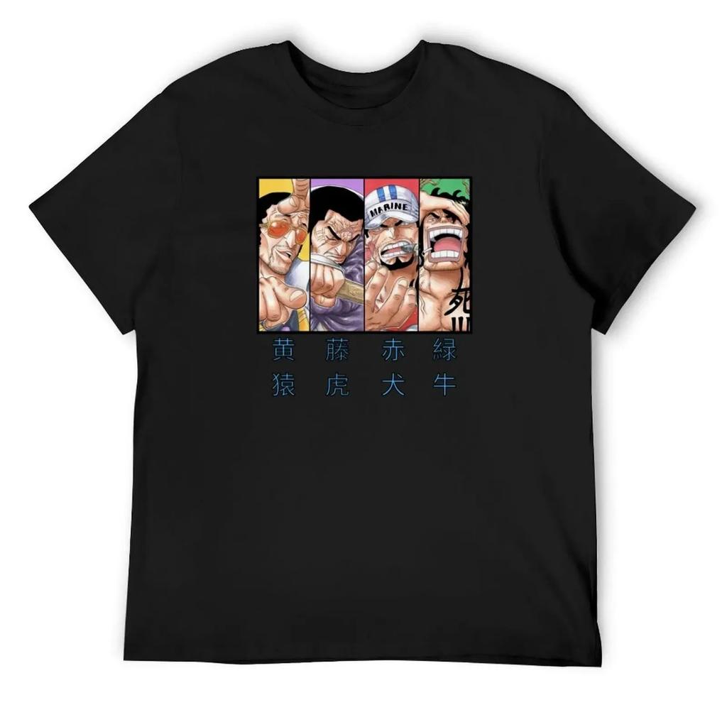 Admiral Akainu, Kizaru, Fujitora and Ryokugyu T-Shirt Cotton Man T-shirts Funny Costumes Mens Graphic T-shirts Pack