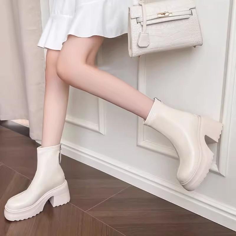 Thick heel thick sole small Martin boots women's autumn and winter new black high heel small short boots fashion boots