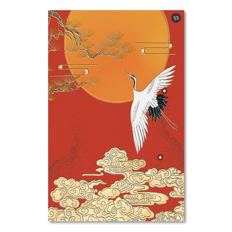Chinese Style Plum Blossom Painting Decoration Poster Red Crowned Crane Giraffe Light Luxury Poster For Corridor Home Decor