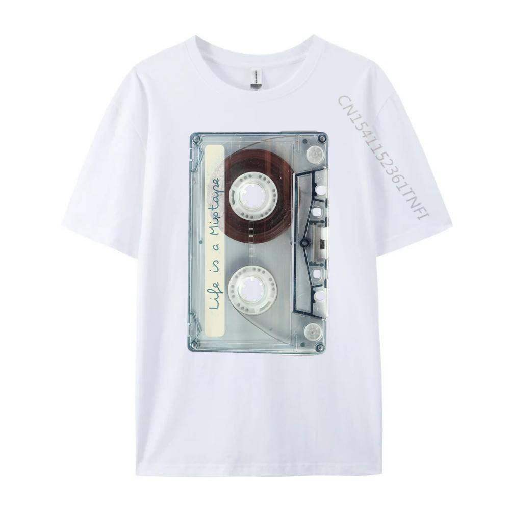 Life Is A Mixtape Old School Tape Cassette Printed T-Shirt Male T-Shirt Graphic Cotton Short Sleeve