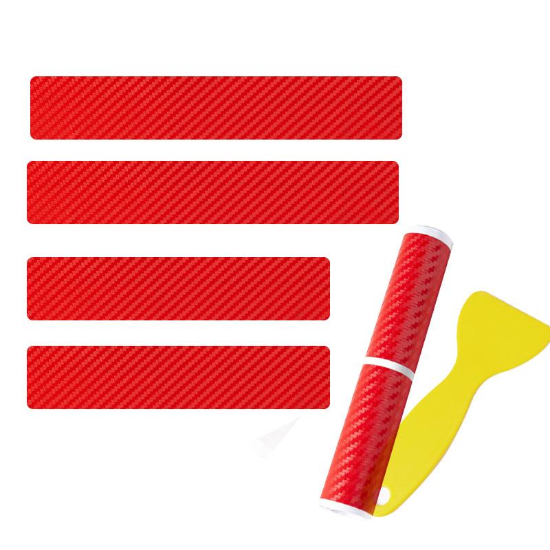 4Pcs Universal Carbon Fiber Leather Car Door Sill Protection Film Diy Paste Waterproof Anti Scratch Strip Car Sticker