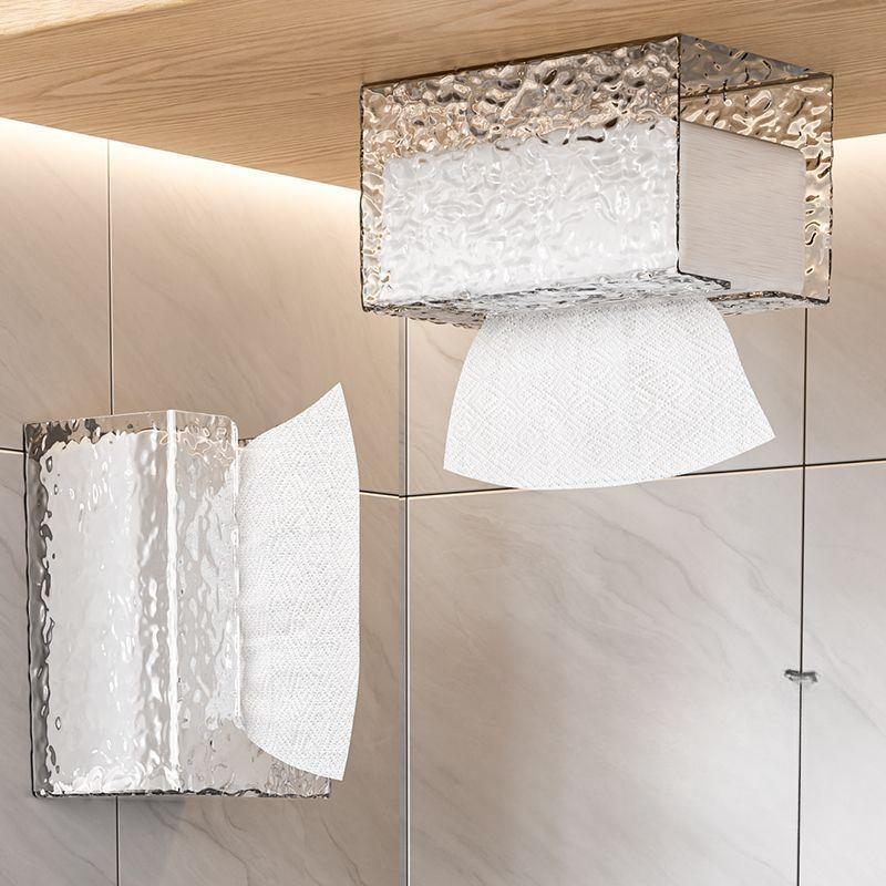 Toilet Non Perforated Tissue Box Household Adhesive Paper Box Living Room Wall Mounted Tissue Box