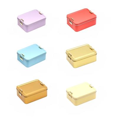 With Lid Tinplate Box Rectangular Shape Multi Color Rectangular Iron Box Durable Material With Buckle Cake Packaging Box