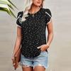 Women's Casual Floral  Printed Lace Crochet Short Sleeve Round Neck Summer Loose Tops Tops