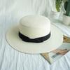 Japanese Celebrity French Retro Pearl White Flat Top Top Hat Women'S Summer Foreign Trade Export Shade Panama Straw Hat