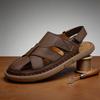 Sandales pour Hommes Respirantes Cuir Creux Bout Fermé Anti-Odeur Nouvelles Semelles Souples Antidérapantes Résistantes à l'Usure Chaussures d'Extérieur pour Plage pour Adolescent