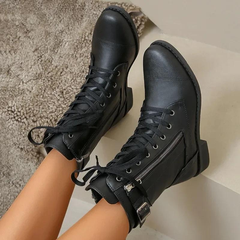 Fashion Women's Boots Winter PU Leather Fashion Boots Women's Nude Boots Large Size Casual Warm Women's Shoes Zapatillas