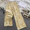 Retro Tie-Dye Floral Denim Jeans: Unisex, Flared, Drapey Straight Wide-Leg, Floor-Length, Spring/Summer 2025, American Design.