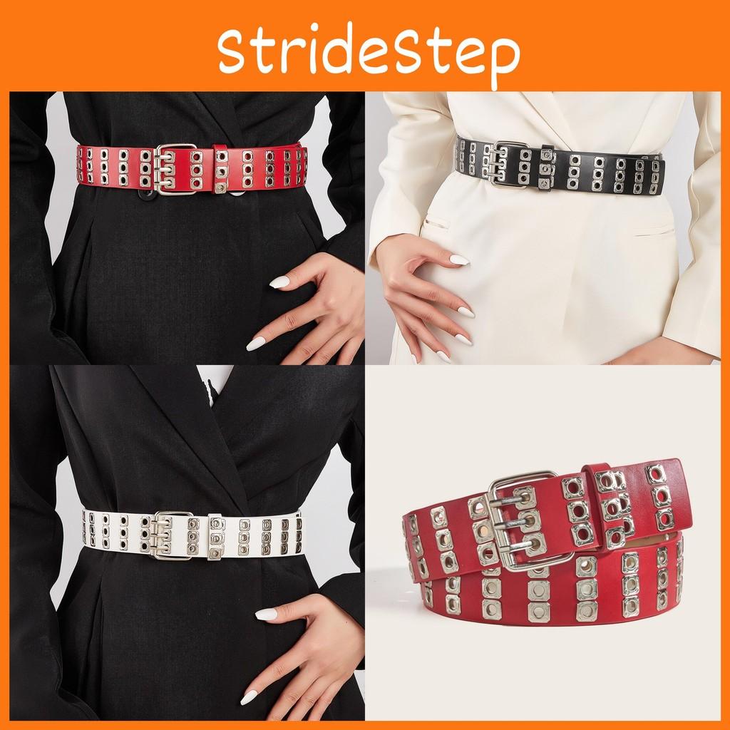 Row Double Retro Belt Iron Buckle Hollow Pattern Stylish Jeans Streetwear Looks