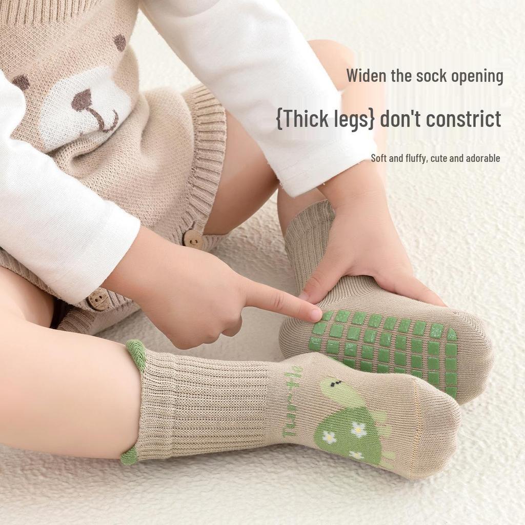 New Cute Cartoon Anti-Slip Baby Floor Socks - Indoor Full Bottom Glue, Spring Arrivals for Toddlers, Cold Protection, Early Learning Walking Socks