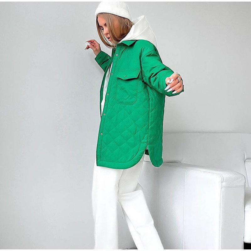 Abrigo Largo Acolchado de Algodón con Solapa para Mujer - 2023 Otoño/Invierno Chaqueta Gruesa y Cálida