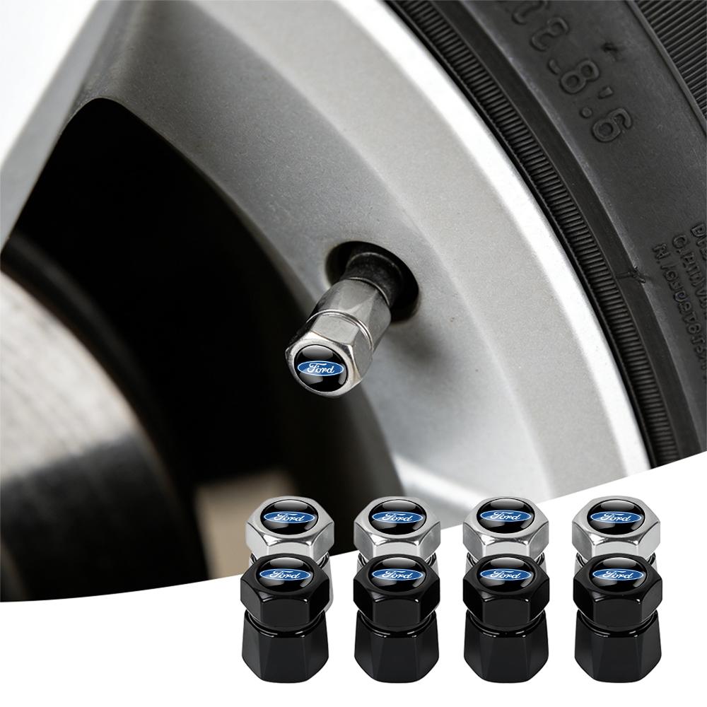 4Pcs For Ford Focus Kuga Mondeo Ranger Fiesta Mustang ST Shelby Fusion Edge Escape Car Metal Wheel Tyre Valve Caps Stem Covers