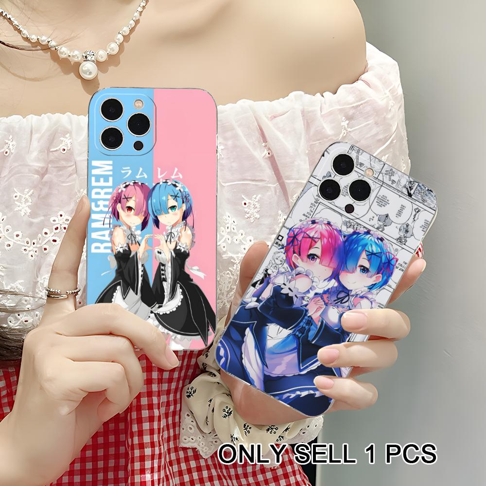 ReZero Rem Ram Clear TPU Mobile Case for iPhone 17 16 15 14 13 12 11 X XR XS Air Pro Max Plus Mini Colorful Cover