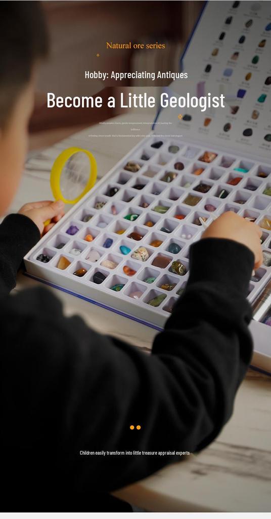 Earth Memory - 100 Raw Crystal Gemstones for Kids: Mineral Toy & Gift Set